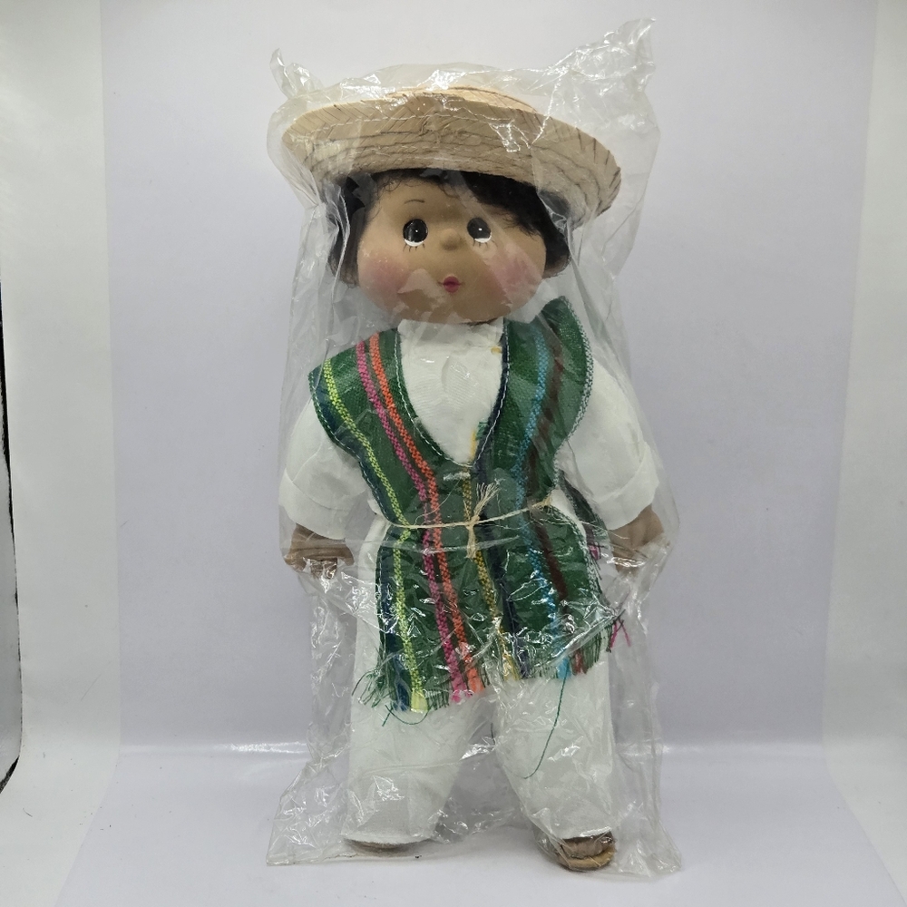 New VTG Mexican Gum Drop Boy Doll 1998 W Sandals Plastic Head Hands Feet 11"H